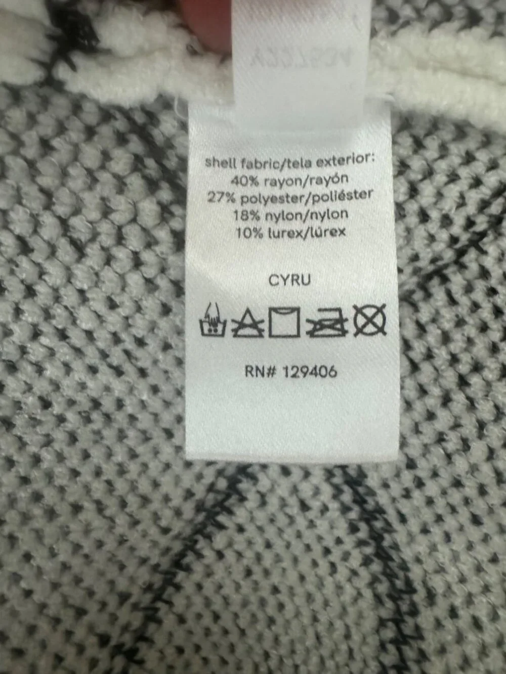 Venus Ivory Creme Black Ultrasoft Sweater Knit Faux Pearls Size M New Winter Top